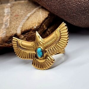 Free People Jewelery 10K Gold Plated Boho Textured Eagle Ring